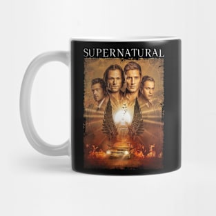 Supernatural Group Shot Sepia Tone Wings Mug